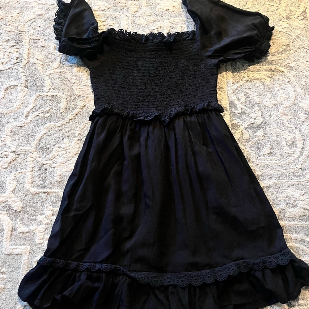 Topshop Black Mini Dress with Lace Trim